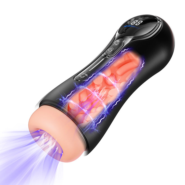Automatyczny masturbator męski – 4 tryby ssania, 9 wibracji, wyświetlacz LED