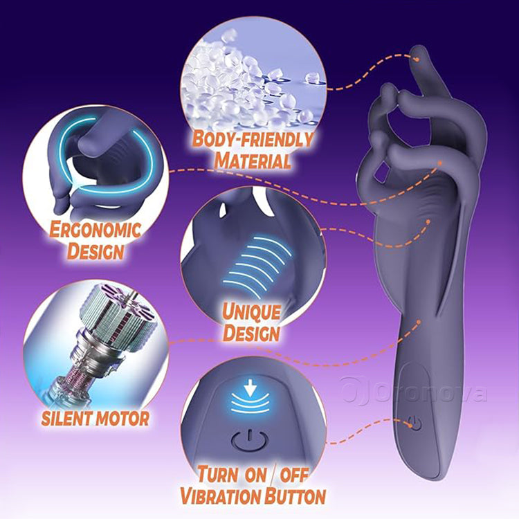 Pierścień na penisa z palcami - wibrujący i wodoodporny