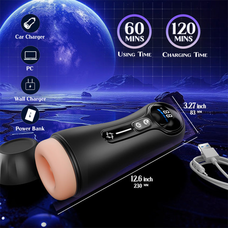Automatyczny masturbator męski – 4 tryby ssania, 9 wibracji, wyświetlacz LED