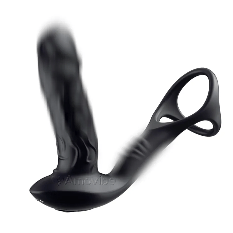 Wiggling Anal Dildo Massager - Wibracja i pierścień na penisa
